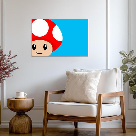 Super Mario Poster | Toad's Face with a Red Mushroom Cap - Video Games Poster