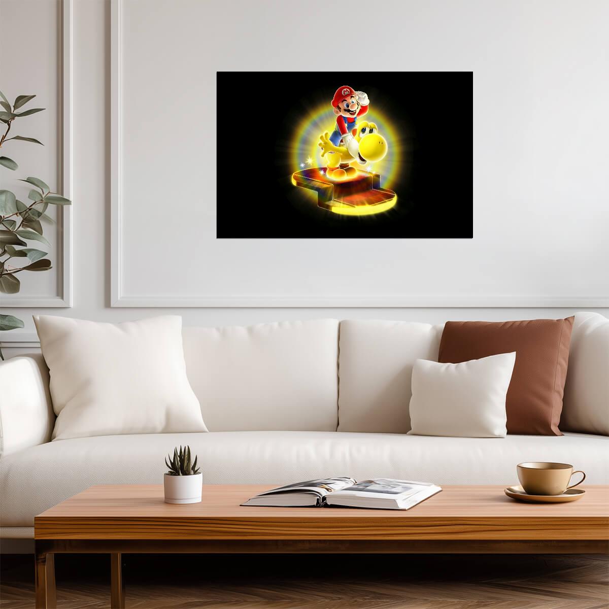Super Mario Poster | Mario and Yoshi on a Question Block - Video Games Poster
