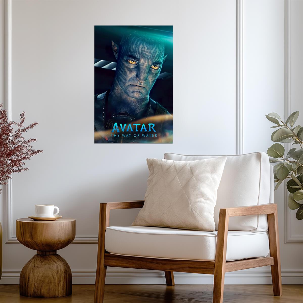 Avatar The Way of Water Movie Poster | Colonel Quaritch Blue Portrait - Movies & TV Poster