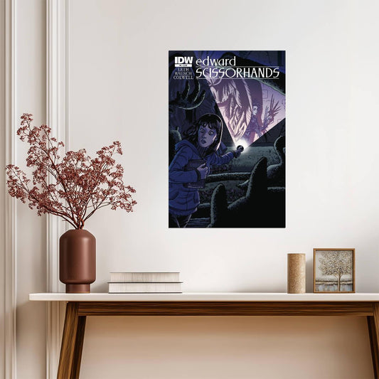 Edward Scissorhands Poster | Comic Cover with Megs and a Flashlight - Graphic & Art Poster
