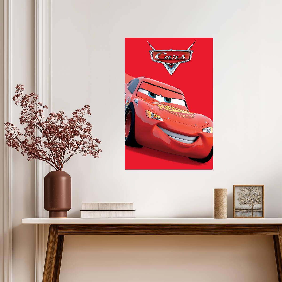 Cars 2006 Movie Poster | Lightning McQueen on Red - Movies & TV Poster