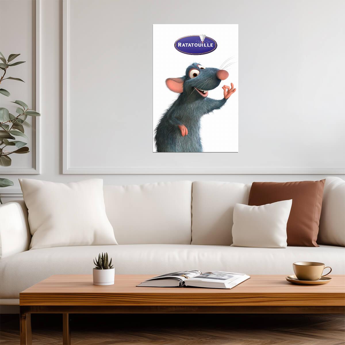 Ratatouille Movie Poster | Remy Gesturing under the Film Logo - Movies & TV Poster