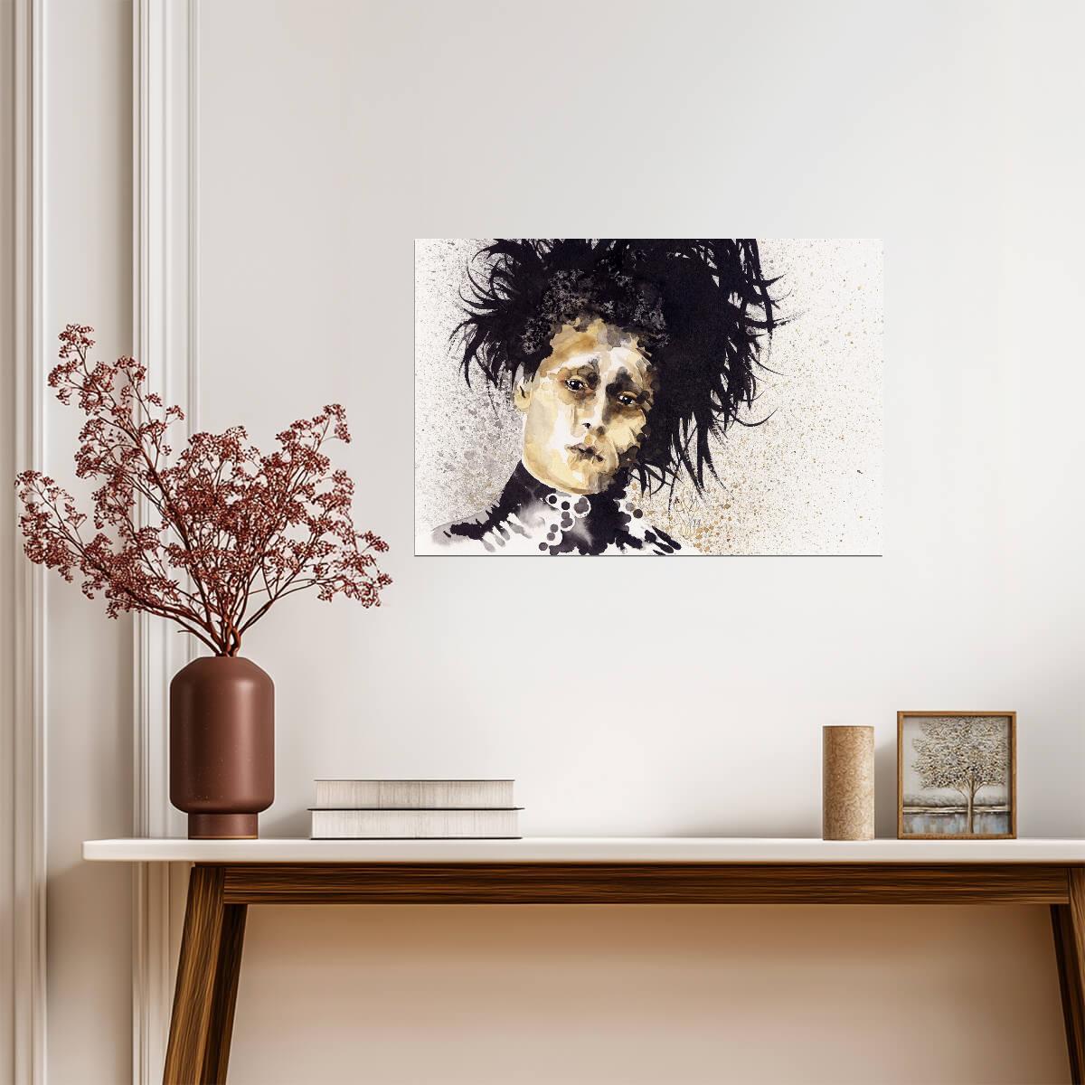 Edward Scissorhands Movie Poster | Johnny Depp Watercolor Portrait - Movies & TV Poster