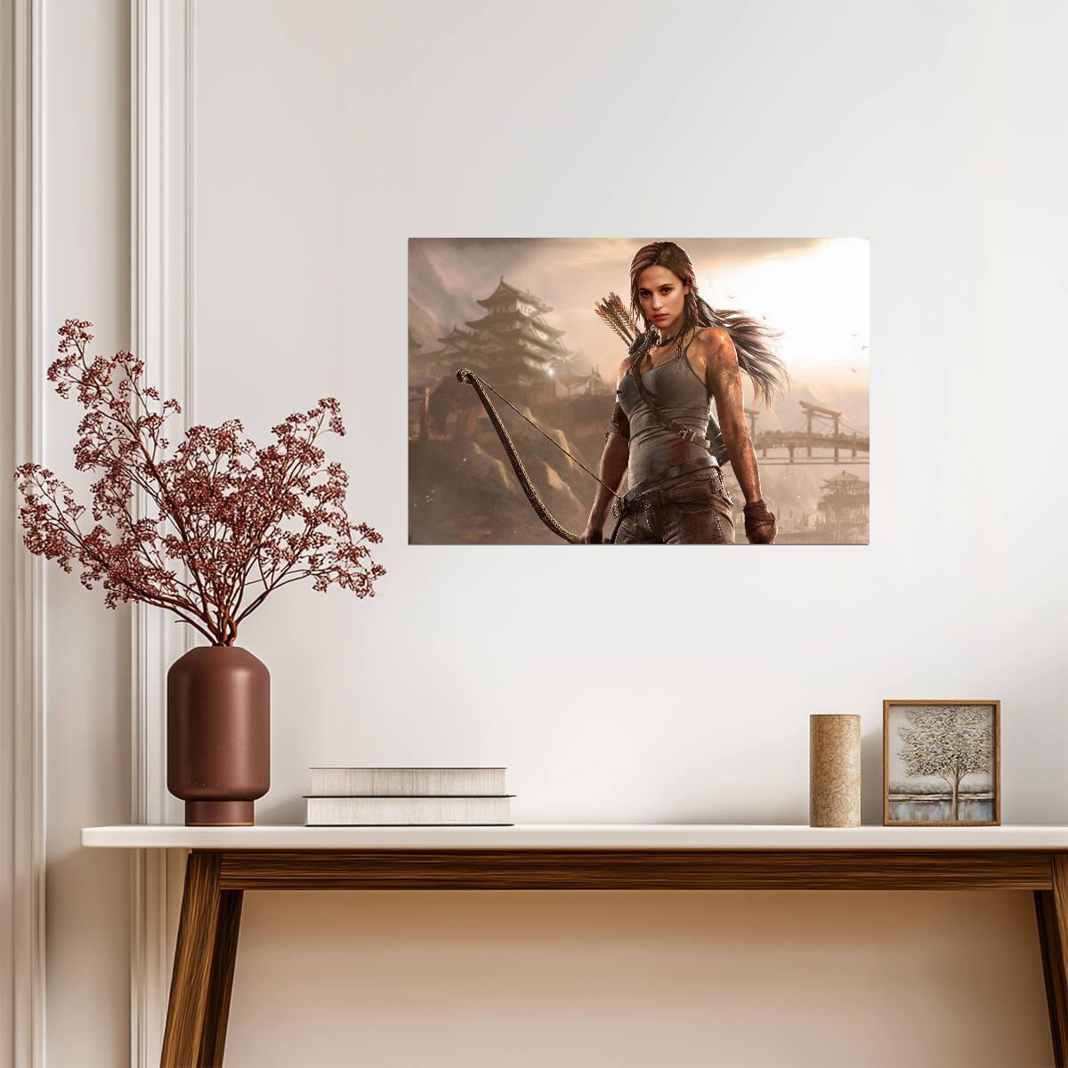 Tomb Raider Poster | Lara Croft with a Bow on Shipwreck Beach - Video Games Poster