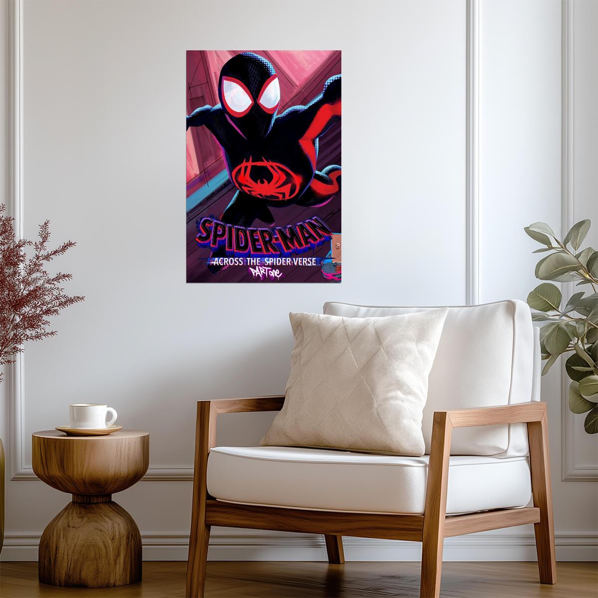 Spider-Man Across the Spider-Verse Movie Poster | Miles Swinging between Buildings - Movies & TV Poster