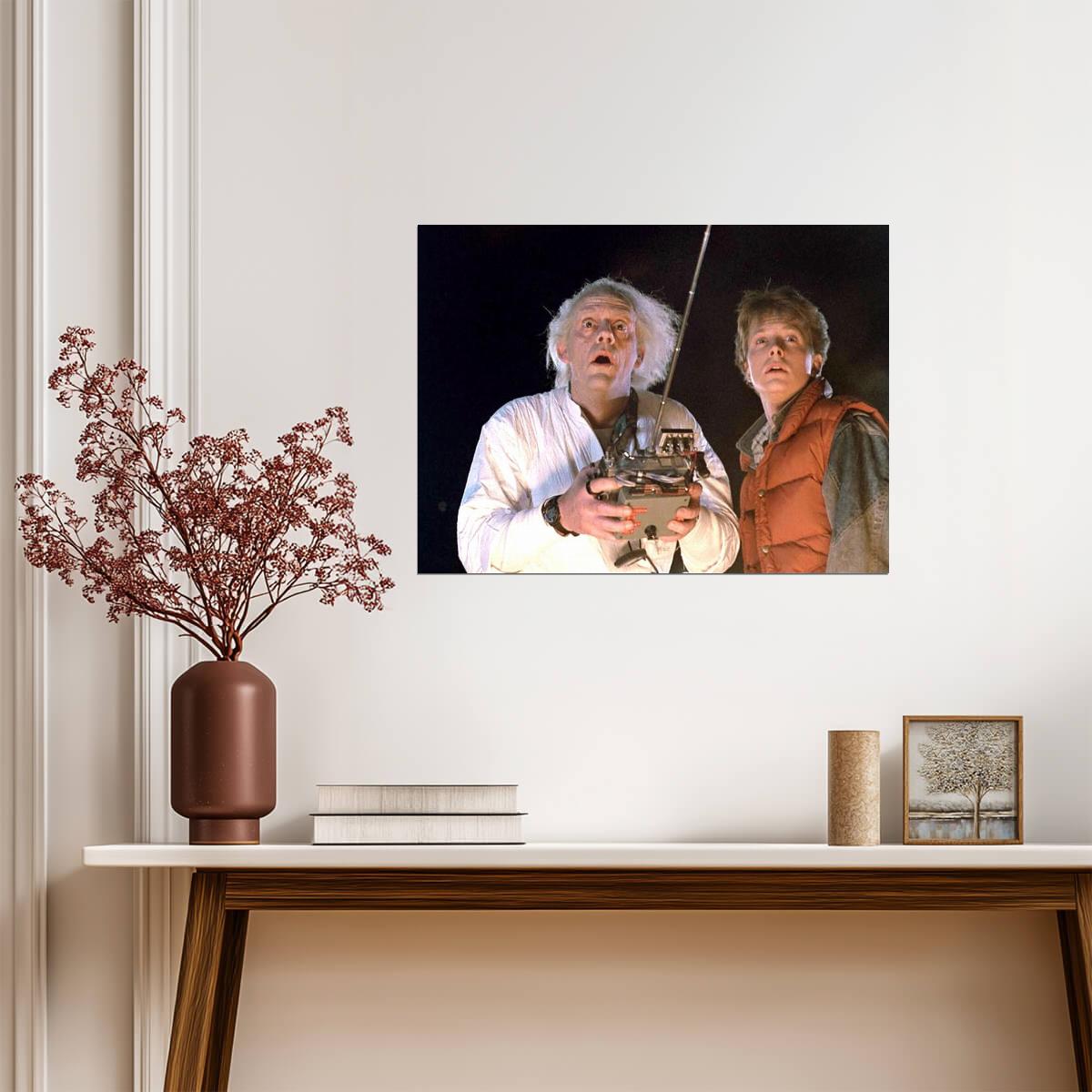 Back to the Future Movie Poster | Doc Brown and Marty with the Remote Control - Movies & TV Poster