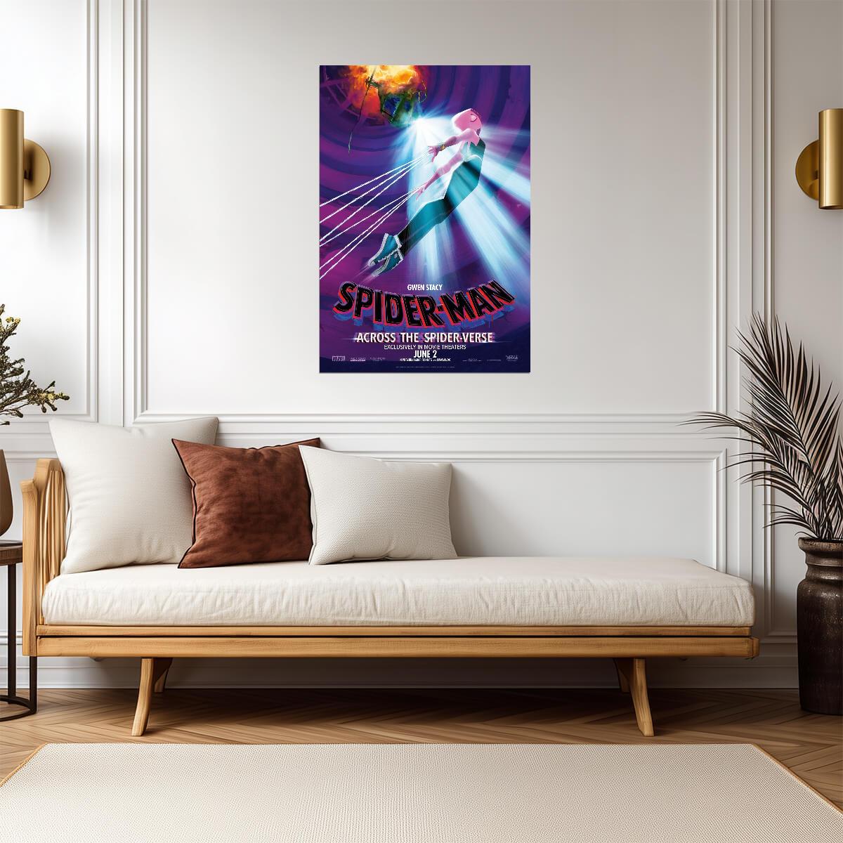 Spider-Man Across the Spider-Verse Movie Poster | Gwen Stacy Swinging - Movies & TV Poster