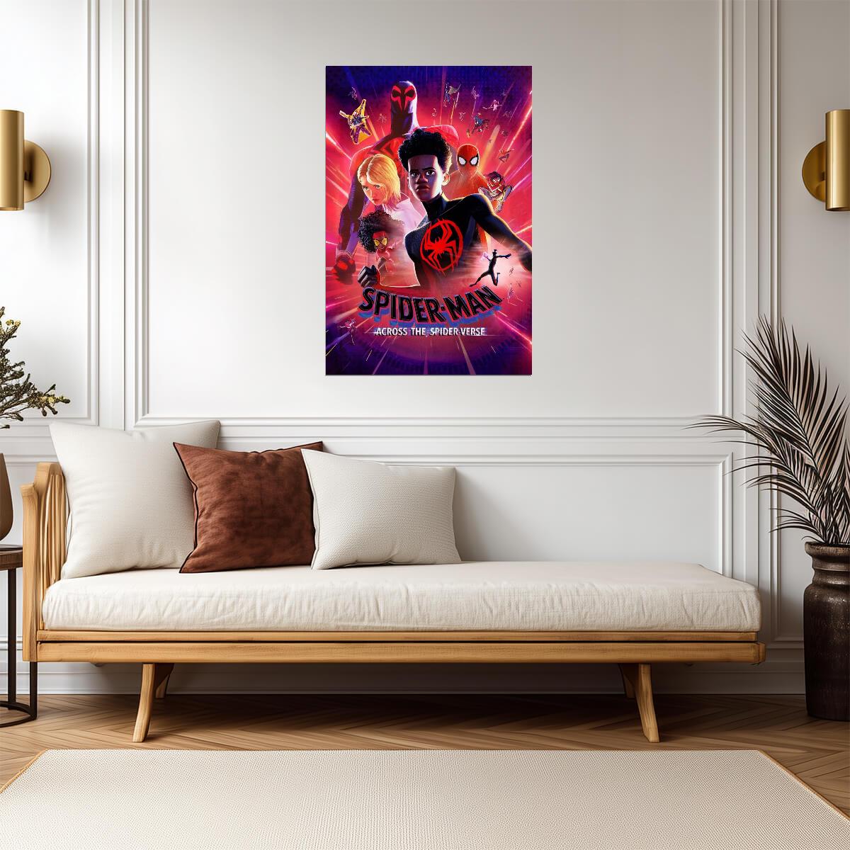 Spider-Man Across the Spider-Verse Movie Poster | Unmasked Miles Morales and Gwen Stacy - Movies & TV Poster