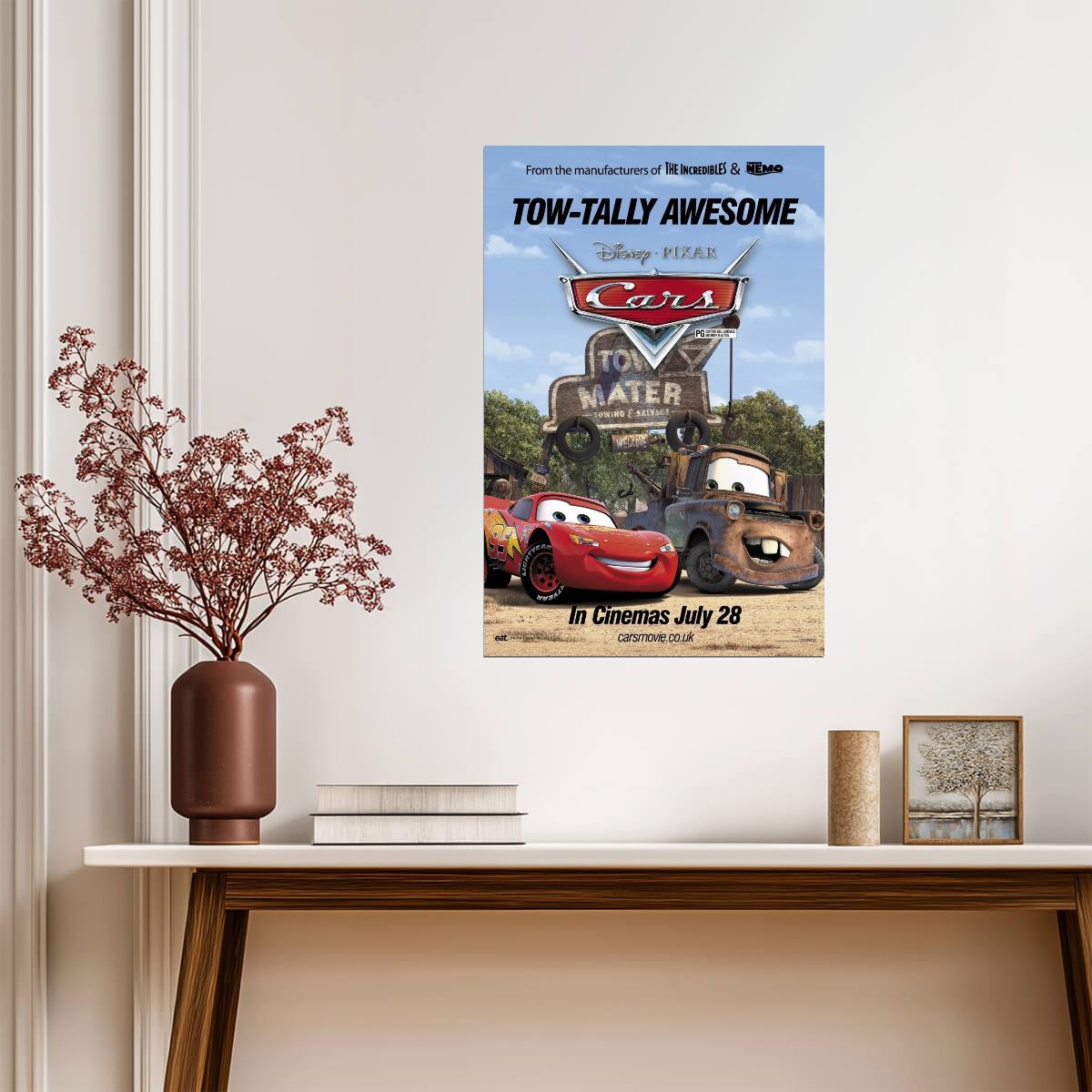 Cars 2006 Movie Poster | Lightning McQueen and Mater at Tow Mater Salvage - Movies & TV Poster