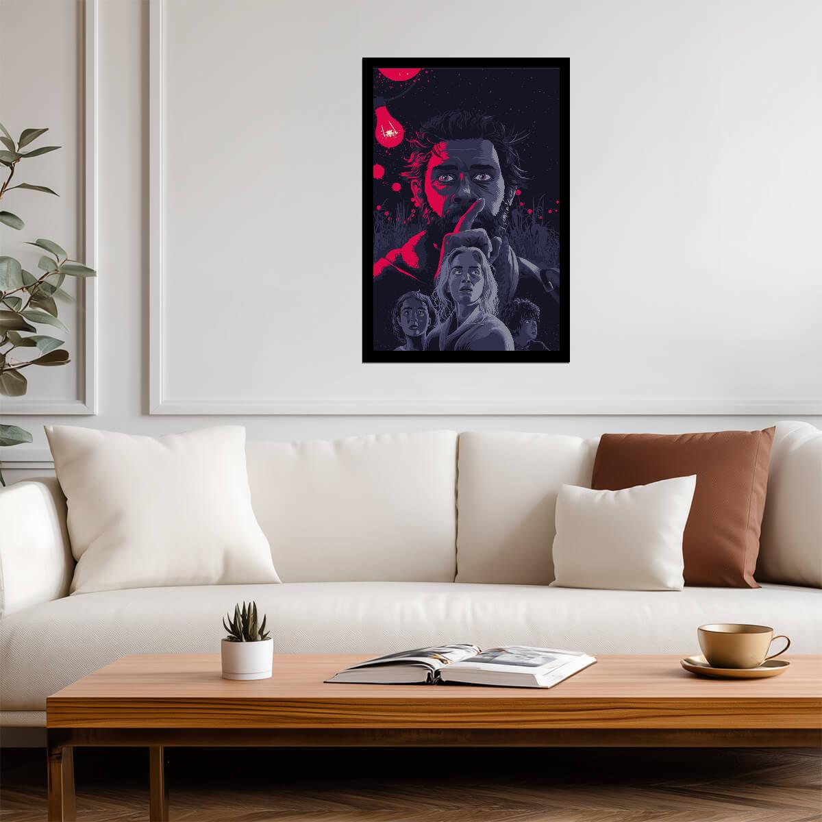 A Quiet Place Poster | Abbott Family Portraits | Purple Horror Illustration - Movies & TV Poster