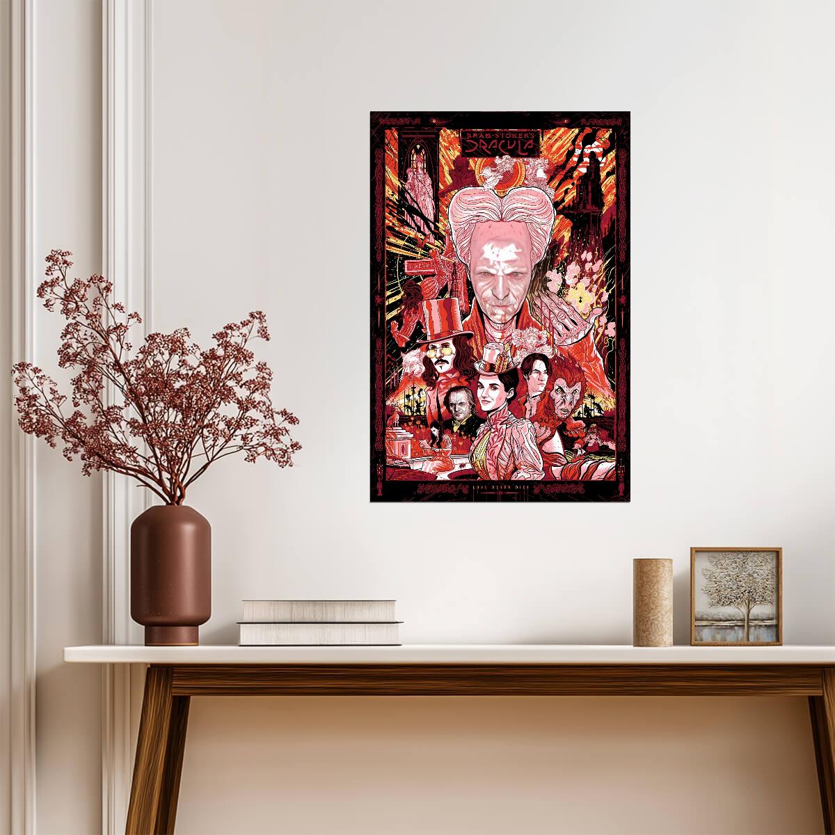 Bram Stoker's Dracula 1992 Movie Poster | Red and Black Cast Illustration - Movies & TV Poster