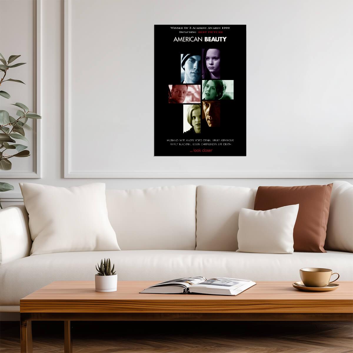 American Beauty 1999 Movie Poster | Cast Portrait Collage Print - Movies & TV Poster