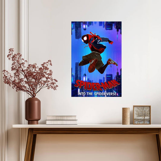 Spider-Man Into the Spider-Verse Movie Poster | Miles on a Blue City Graphic - Movies & TV Poster
