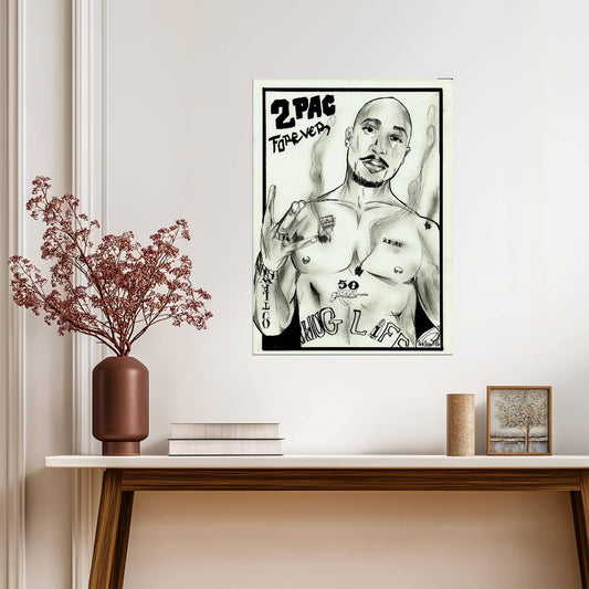2Pac Forever Poster | Thug Life Pencil Portrait - Music Poster