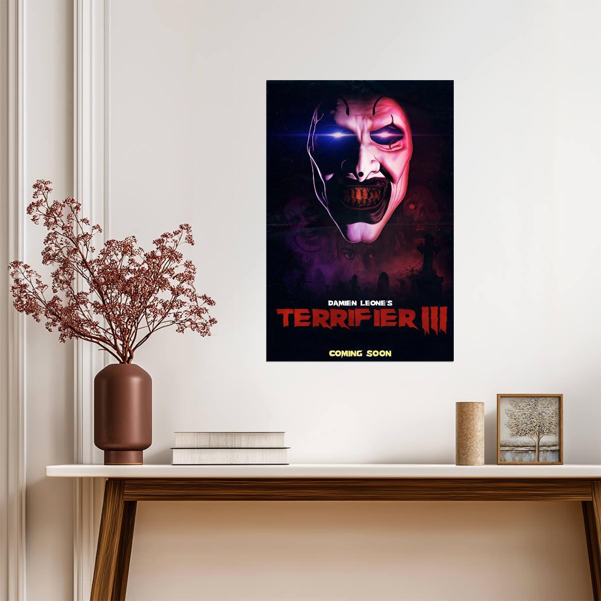 Terrifier 3 Movie Poster | Art the Clown with a Glowing Eye - Movies & TV Poster
