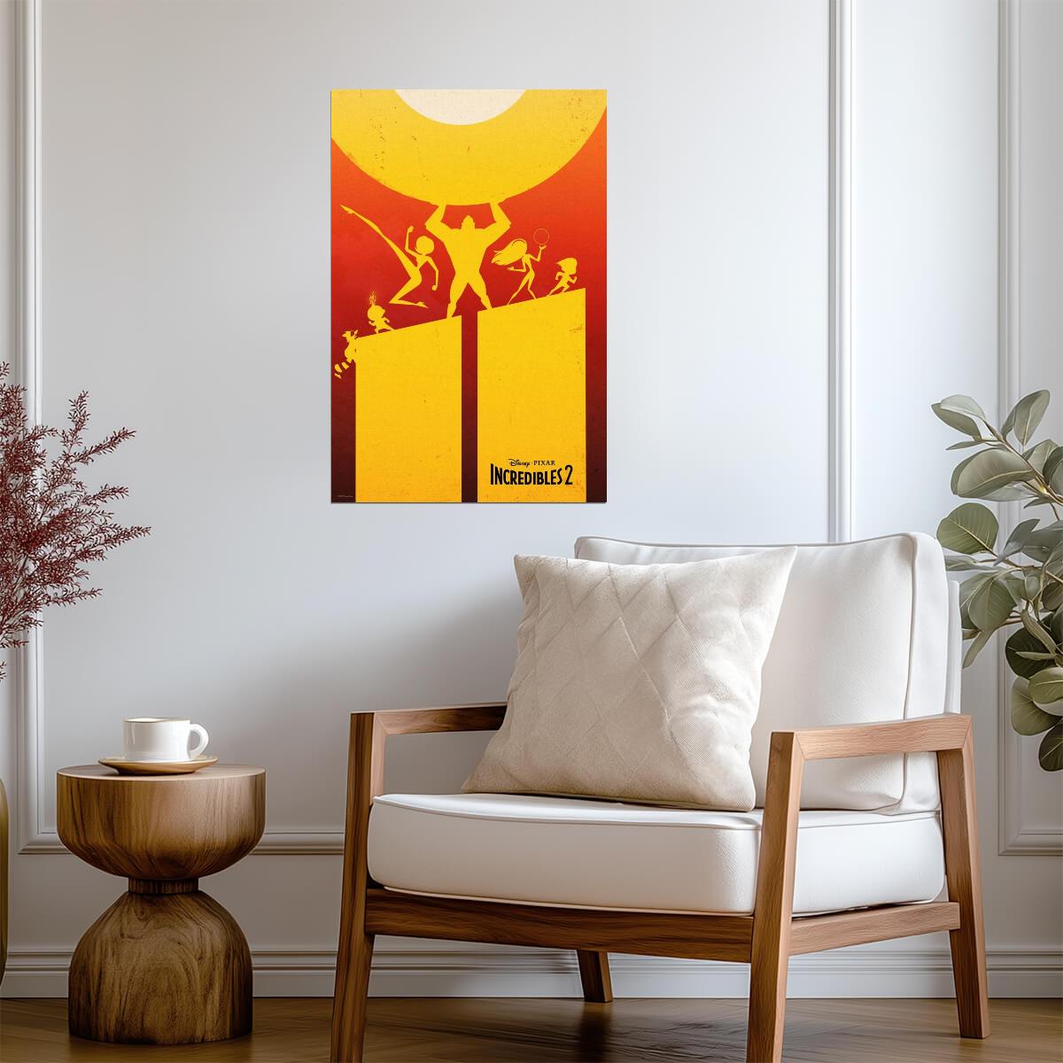 Incredibles 2 Movie Poster | Yellow Silhouette Graphic - Movies & TV Poster