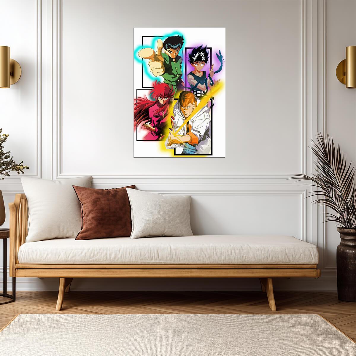 Yu Yu Hakusho Poster | Yusuke, Hiei, Kurama and Kuwabara | Four Panel Art - Anime Poster