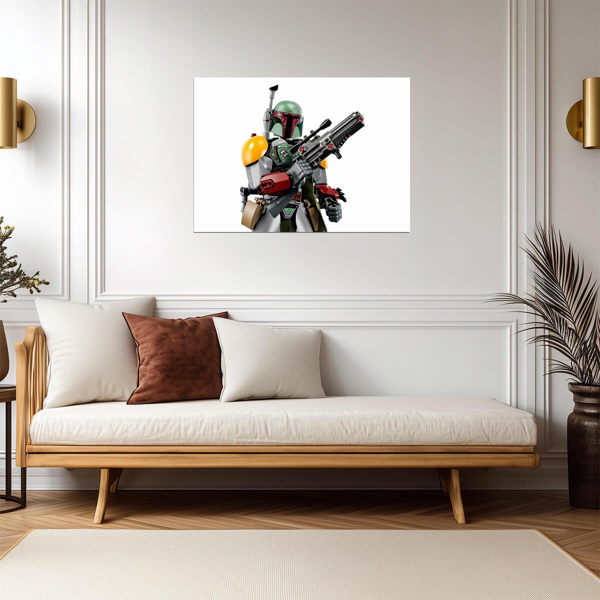 Boba Fett Toy Figure Poster | Blaster on White - Movies & TV Poster