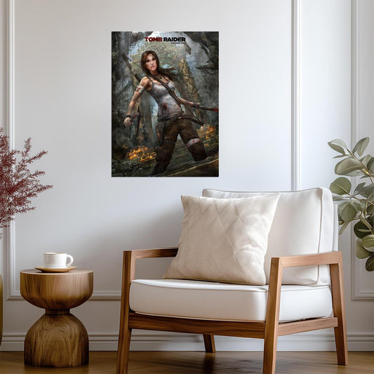 Tomb Raider Poster | Lara Croft with a Bow Among Forest Ruins - Video Games Poster