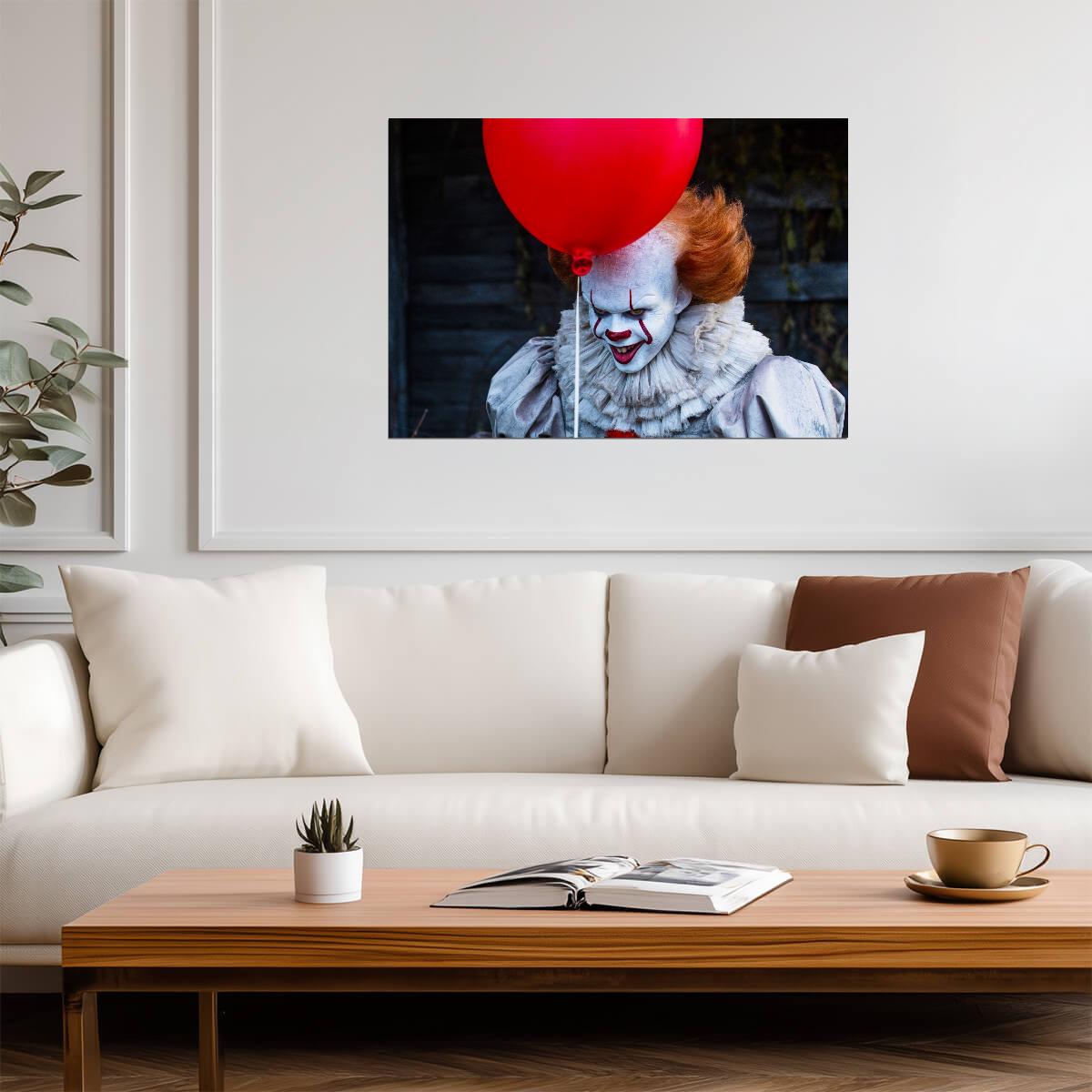 IT 2017 Movie Poster | Pennywise Holding a Red Balloon - Movies & TV Poster