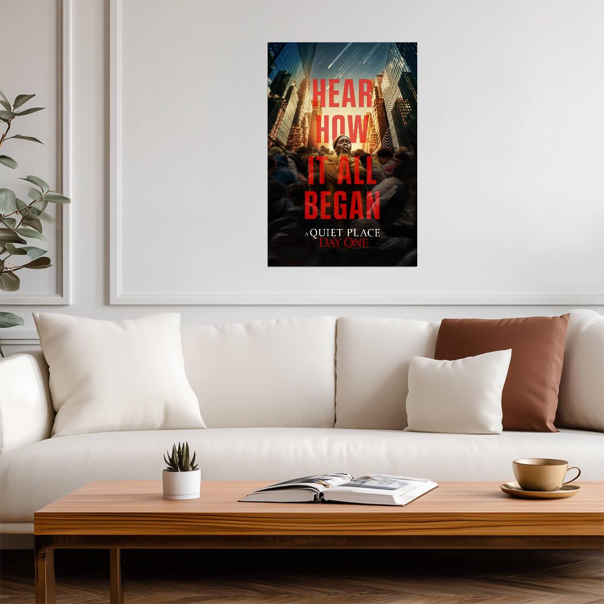 A Quiet Place: Day One Poster | Hear How It All Began Movie Print - Movies & TV Poster