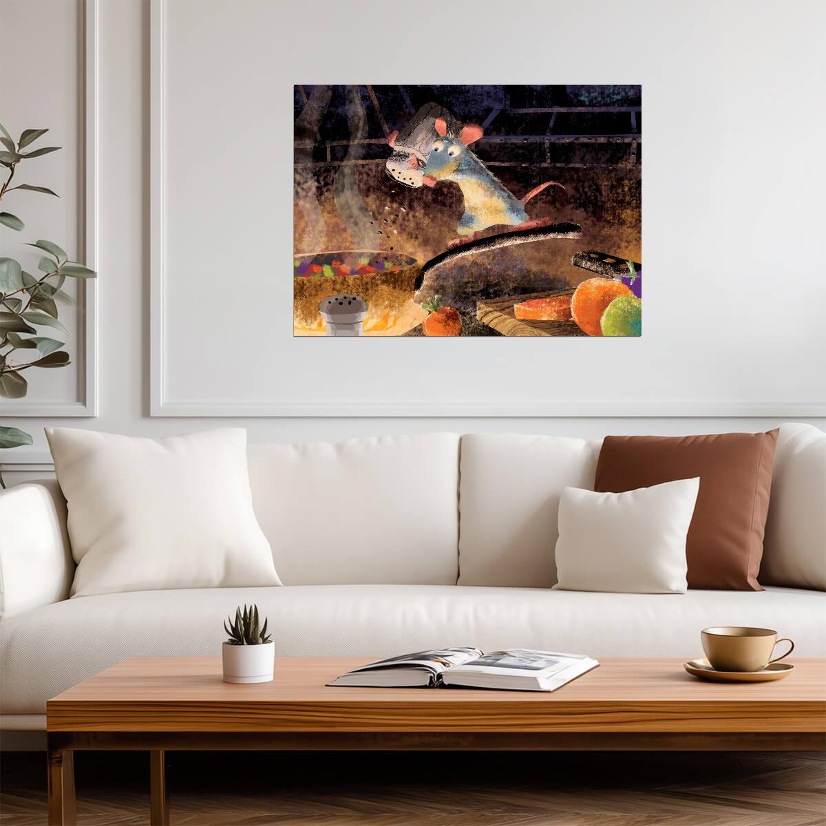 Ratatouille Movie Poster | Remy Cooking in Watercolor Style - Movies & TV Poster