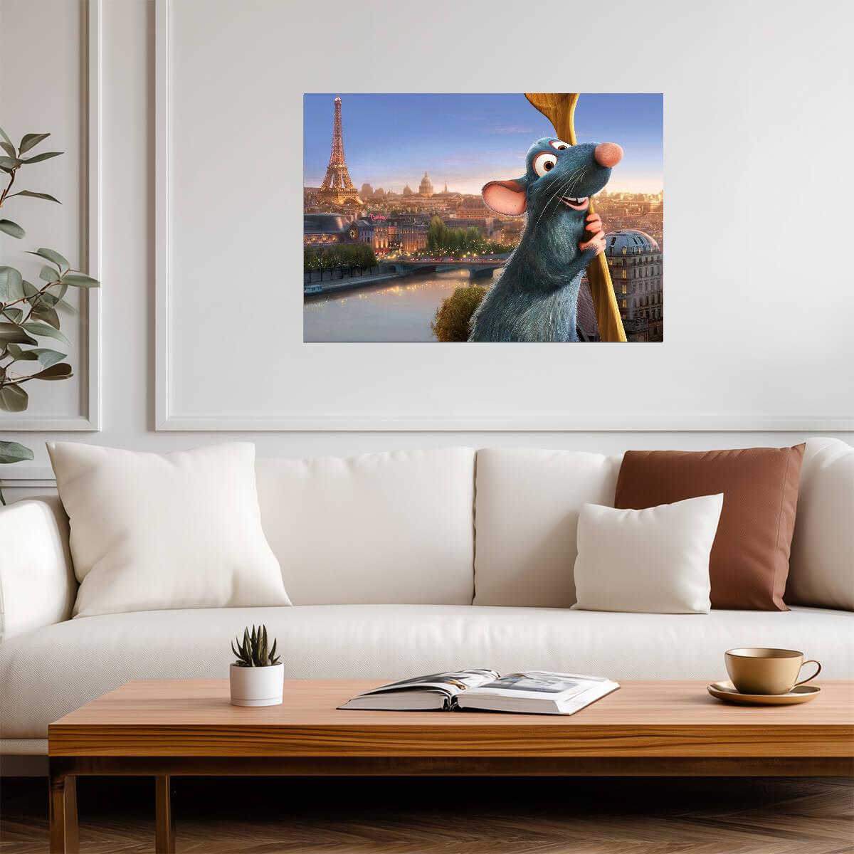 Ratatouille Movie Poster | Remy with the Paris Skyline - Movies & TV Poster