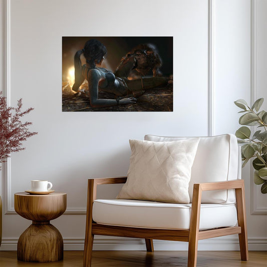 Tomb Raider Poster | Sexy Lara Croft Reclining in a Temple - Video Games Poster