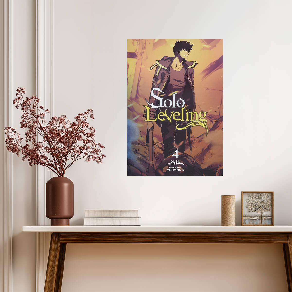 Solo Leveling Poster | Sung Jinwoo | Manhwa Volume 4 Cover - Anime Poster