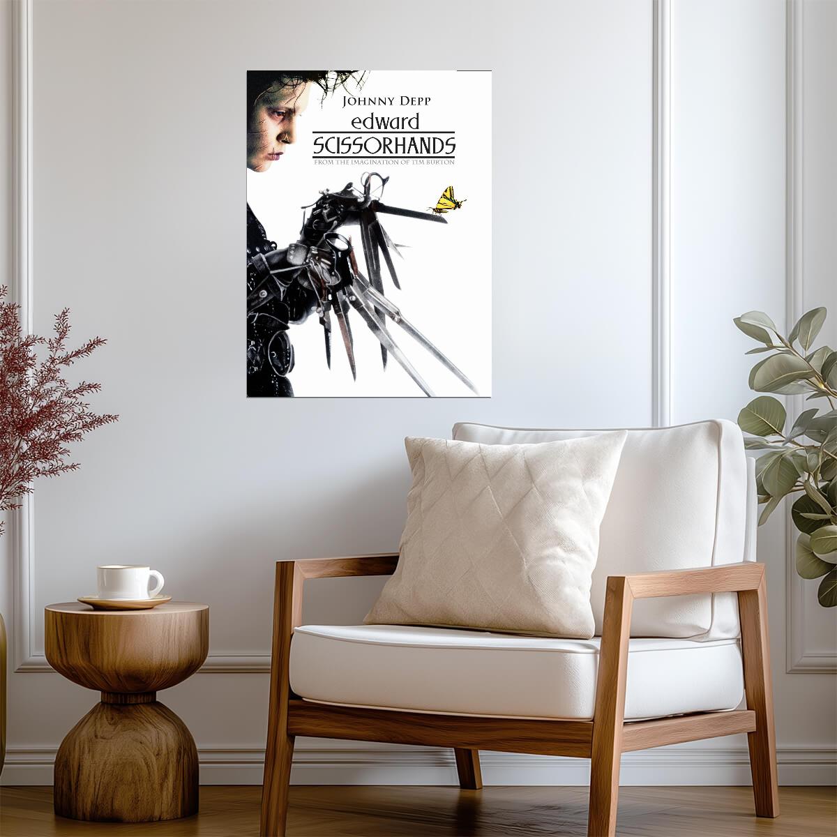 Edward Scissorhands Movie Poster | Edward Watching a Butterfly on His Scissor Hand - Movies & TV Poster