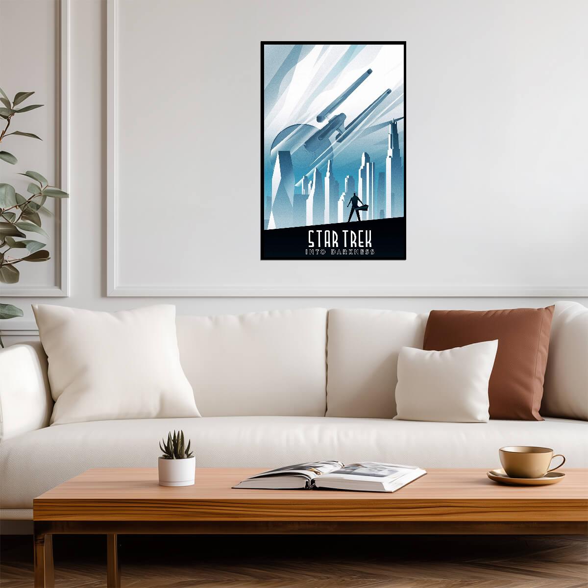 Star Trek Into Darkness Movie Poster | Starship Enterprise above a Blue City - Movies & TV Poster