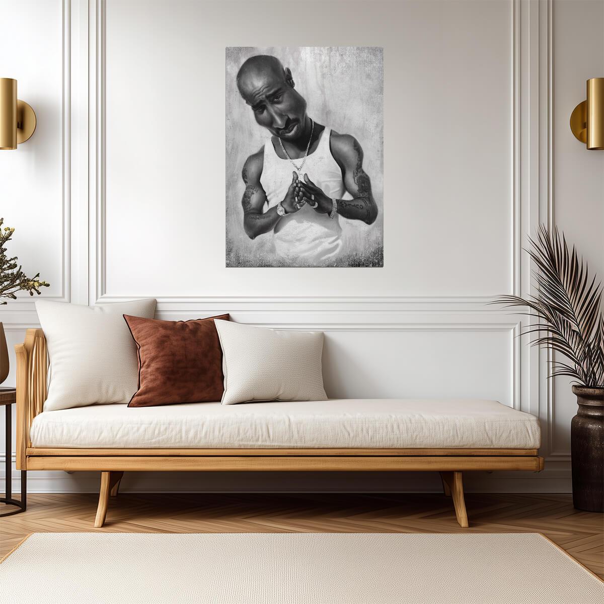 Tupac Shakur Pencil Portrait Poster | Black and White Hip Hop Art - Music Poster