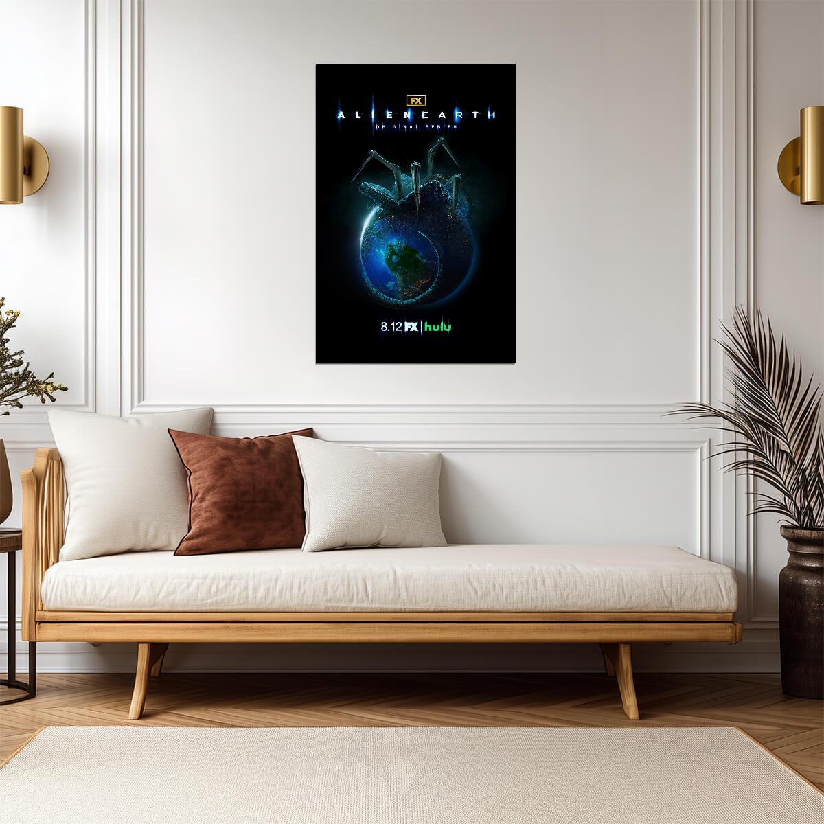 Alien Earth Poster | Facehugger on the Planet | Sci-Fi Horror Series - Movies & TV Poster