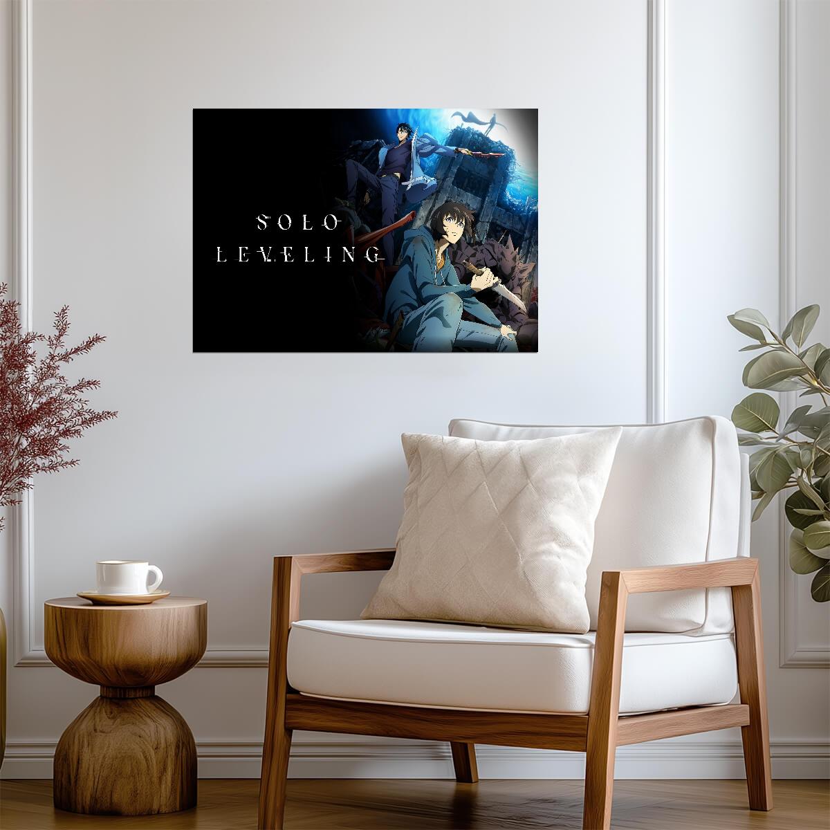 Solo Leveling Poster | Sung Jinwoo Before and After | Throne Collage - Anime Poster