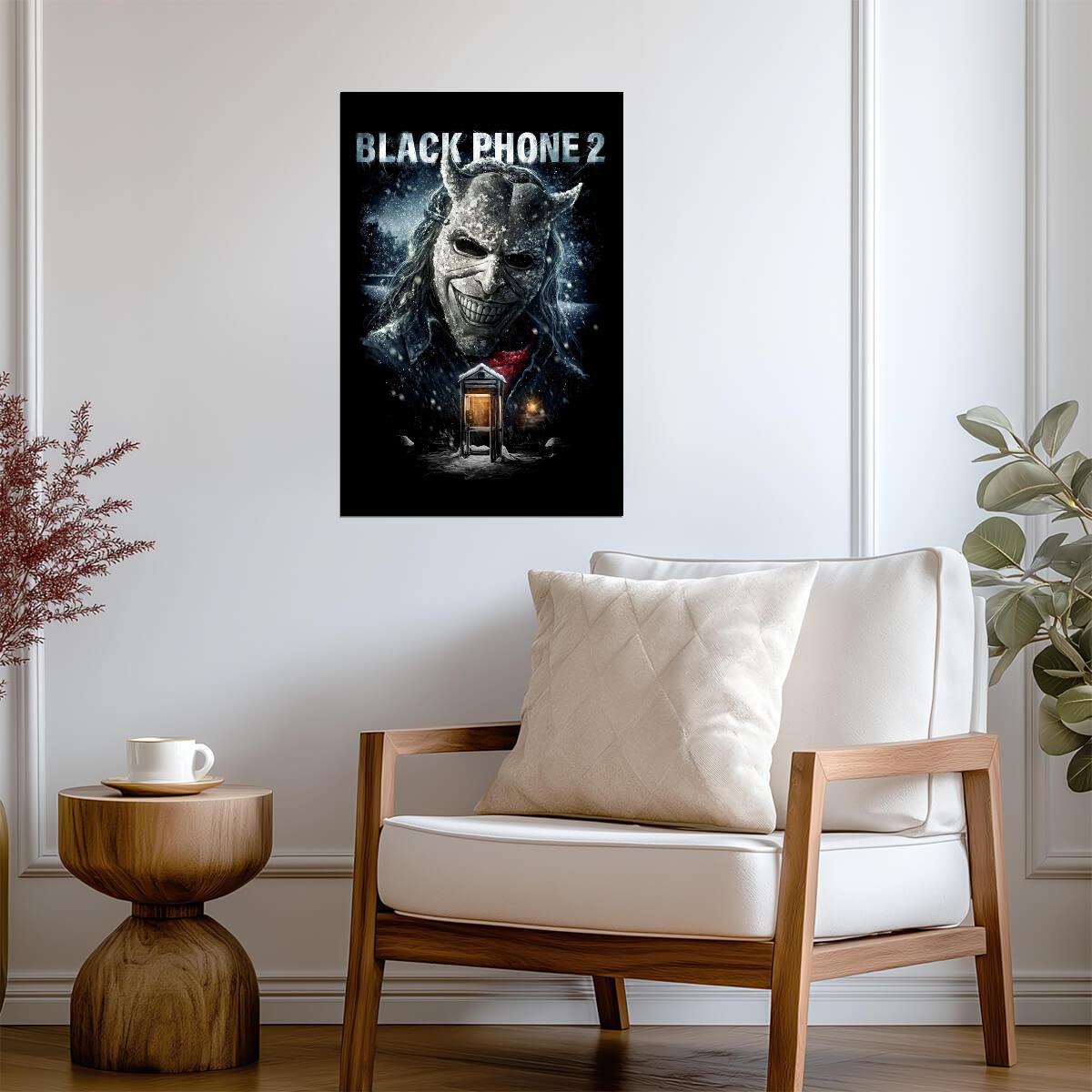 Black Phone 2 Movie Poster | The Grabber Above a Snowy House - Movies & TV Poster