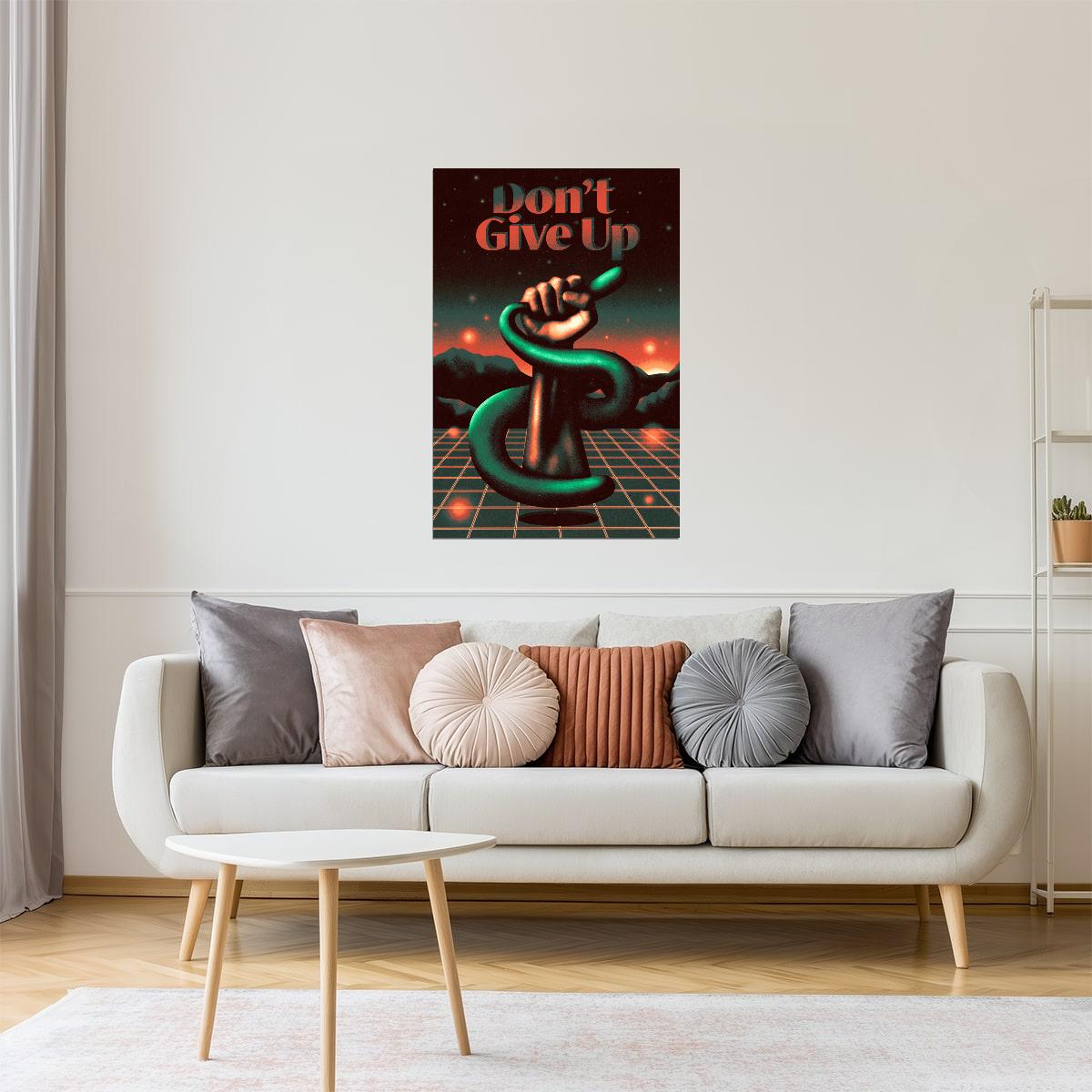 Don’t Give Up | Surreal Retro-Futuristic Motivational Poster