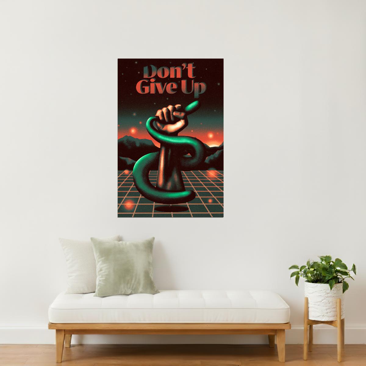 Don’t Give Up | Surreal Retro-Futuristic Motivational Poster