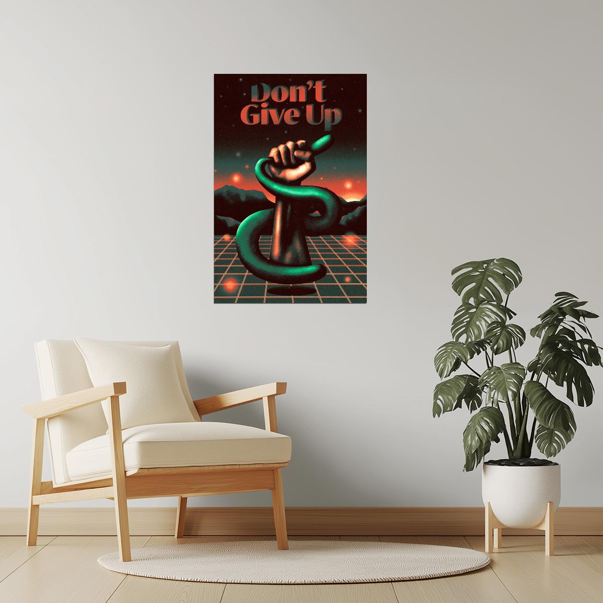 Don’t Give Up | Surreal Retro-Futuristic Motivational Poster