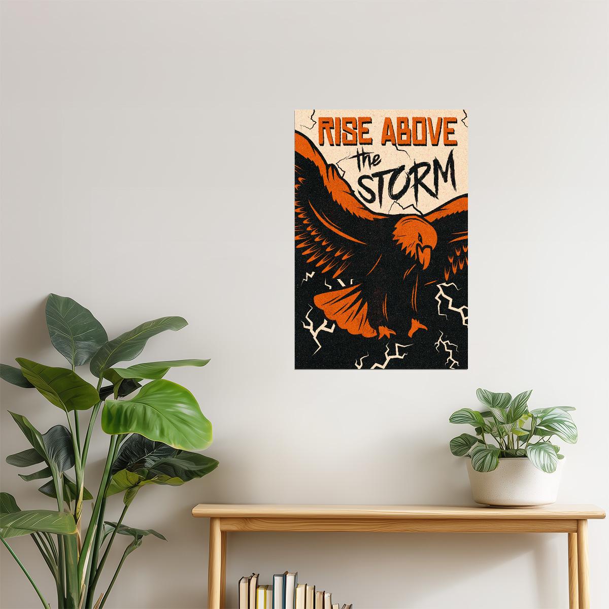 Rise Above the Storm | Retro Eagle Motivational Poster