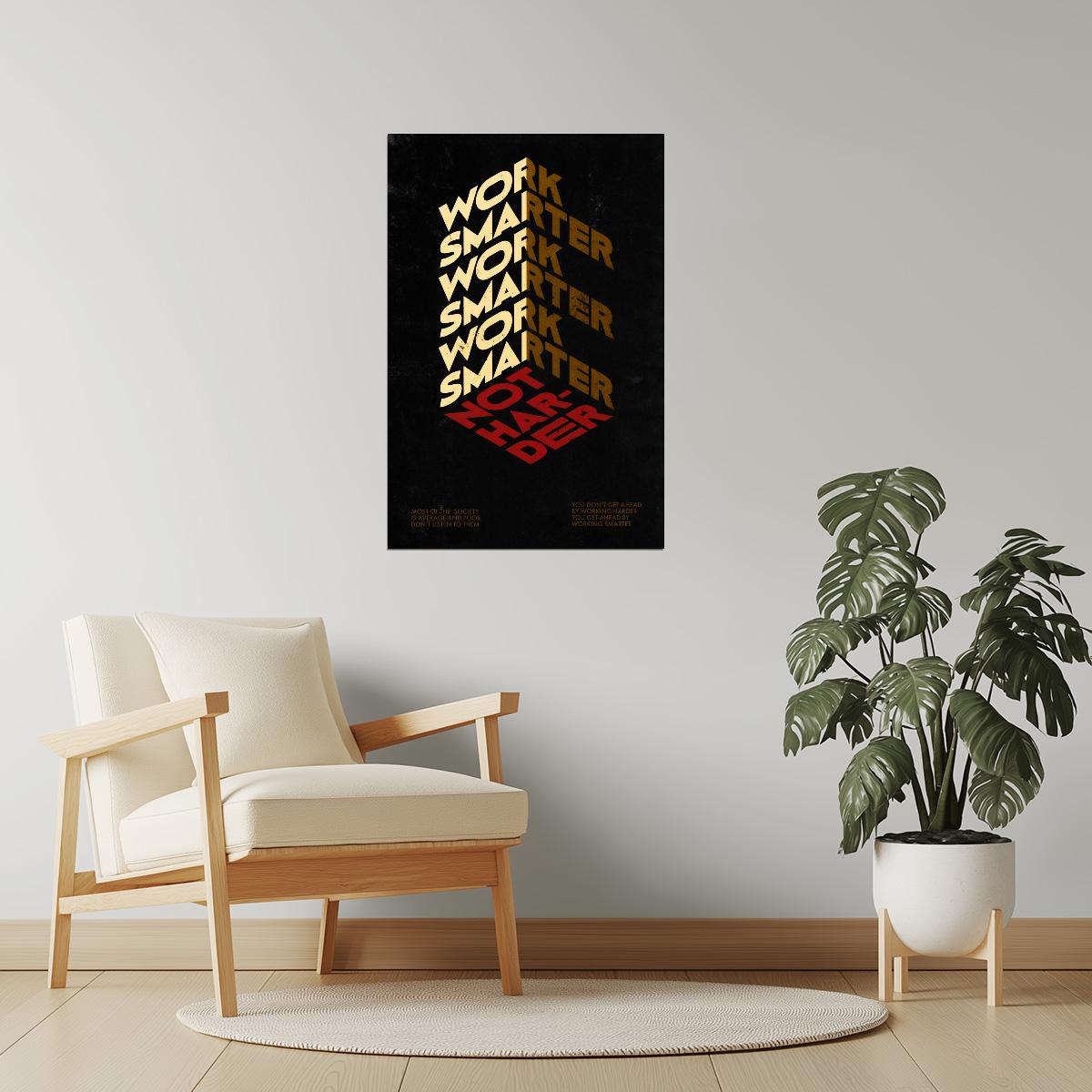 Work Smarter Not Harder | Minimalist Office Typography Motivational Poster