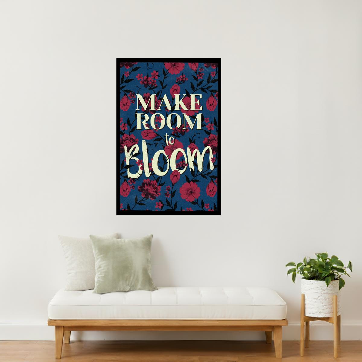 Make Room to Bloom | Retro Botanical Typography Motivational Poster