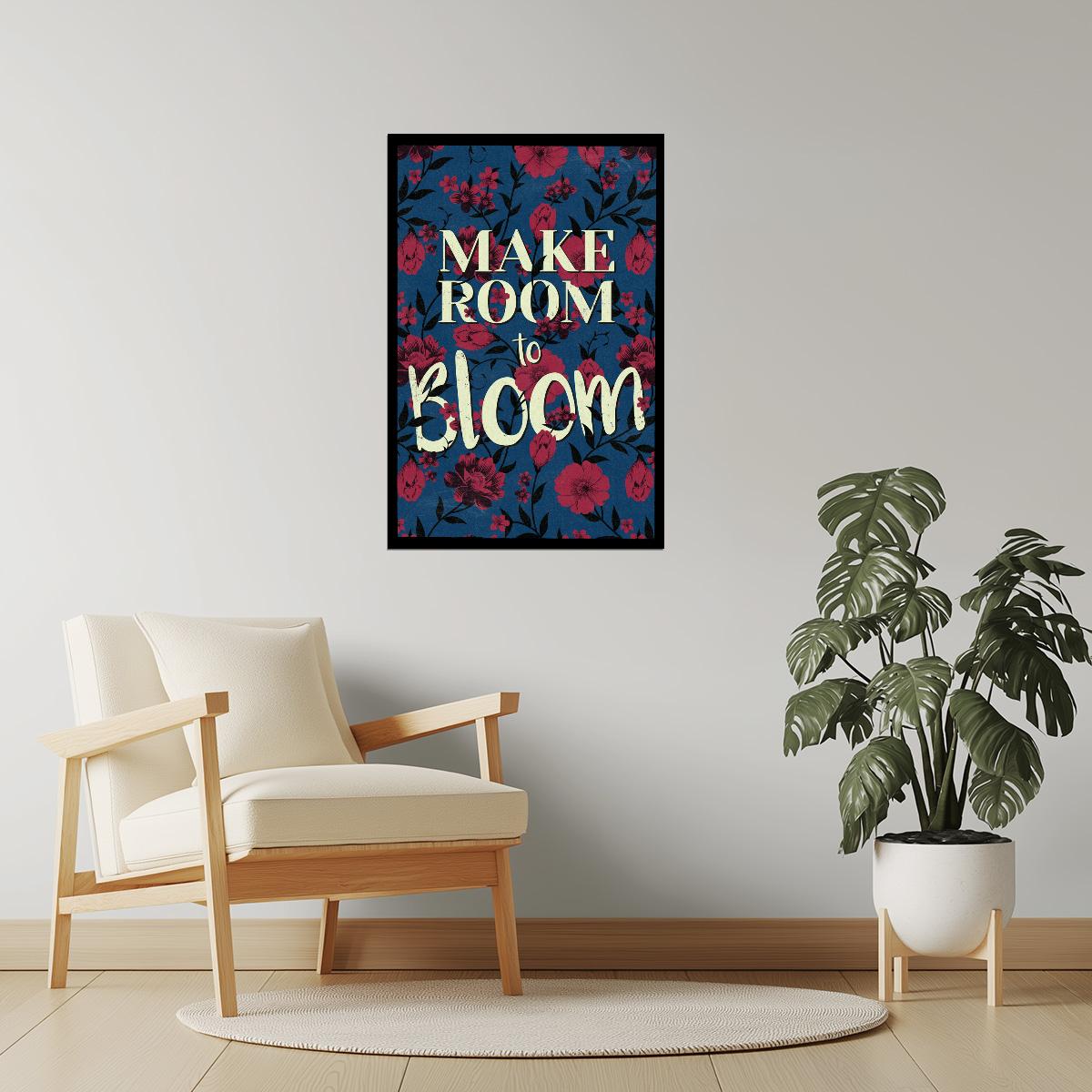 Make Room to Bloom | Retro Botanical Typography Motivational Poster