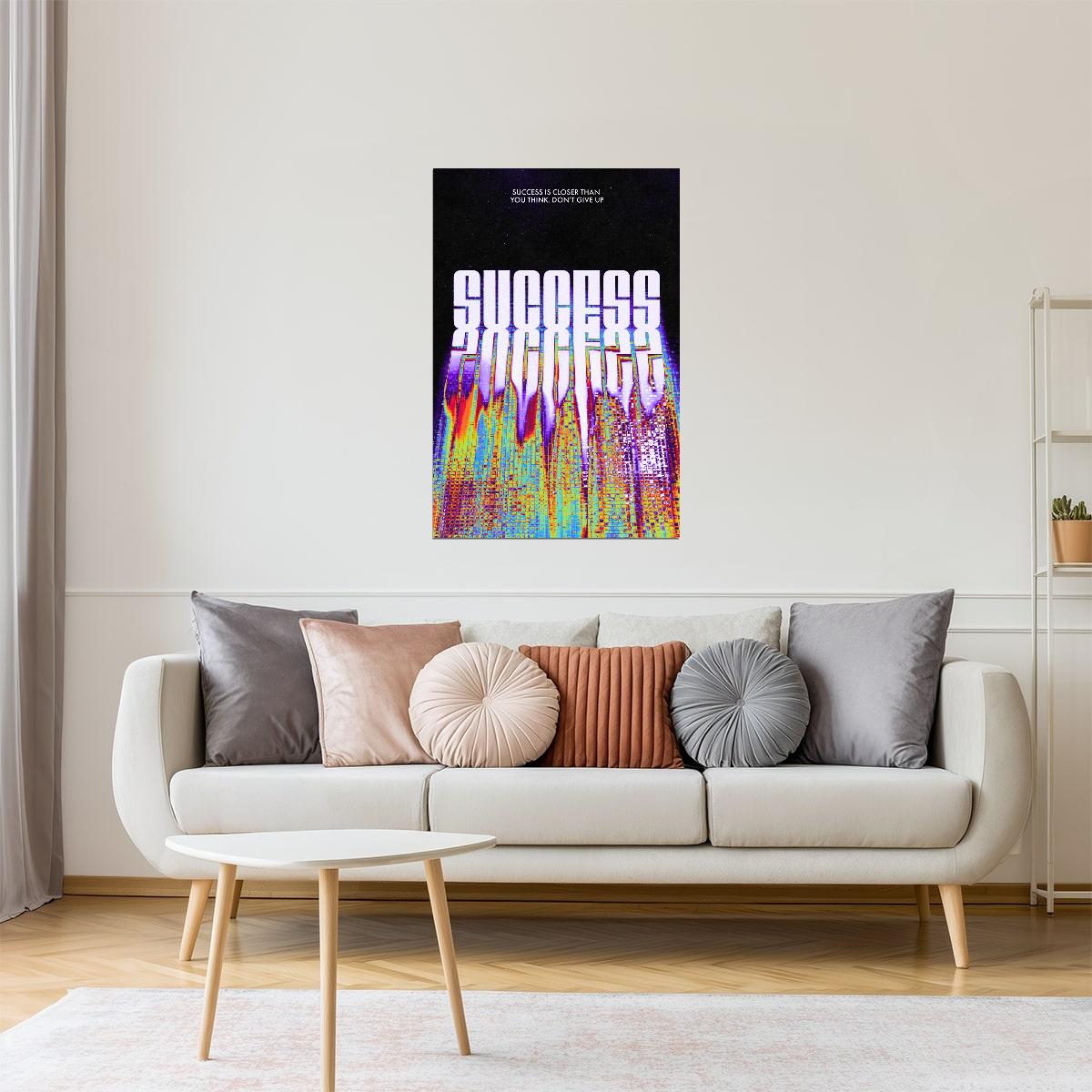 Success Is Closer Than You Think | Inspiring Typography Wall Poster