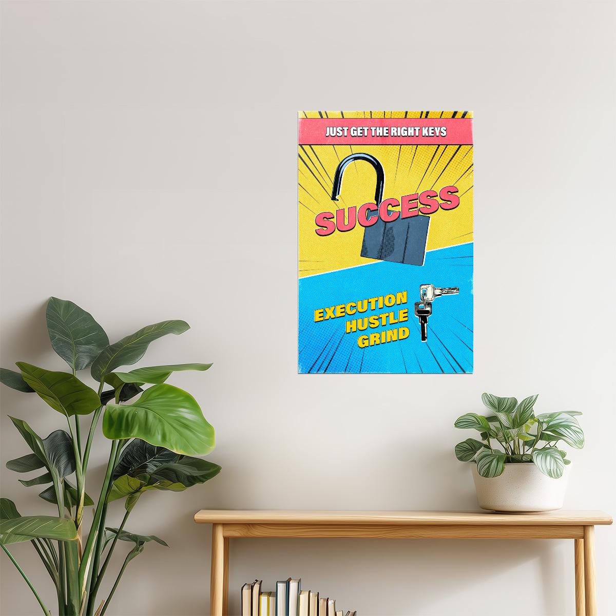 Success Execution Hustle Grind | Vintage Comic Motivational Poster