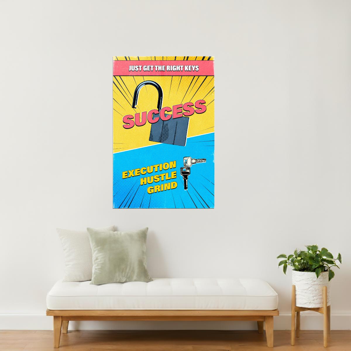 Success Execution Hustle Grind | Vintage Comic Motivational Poster