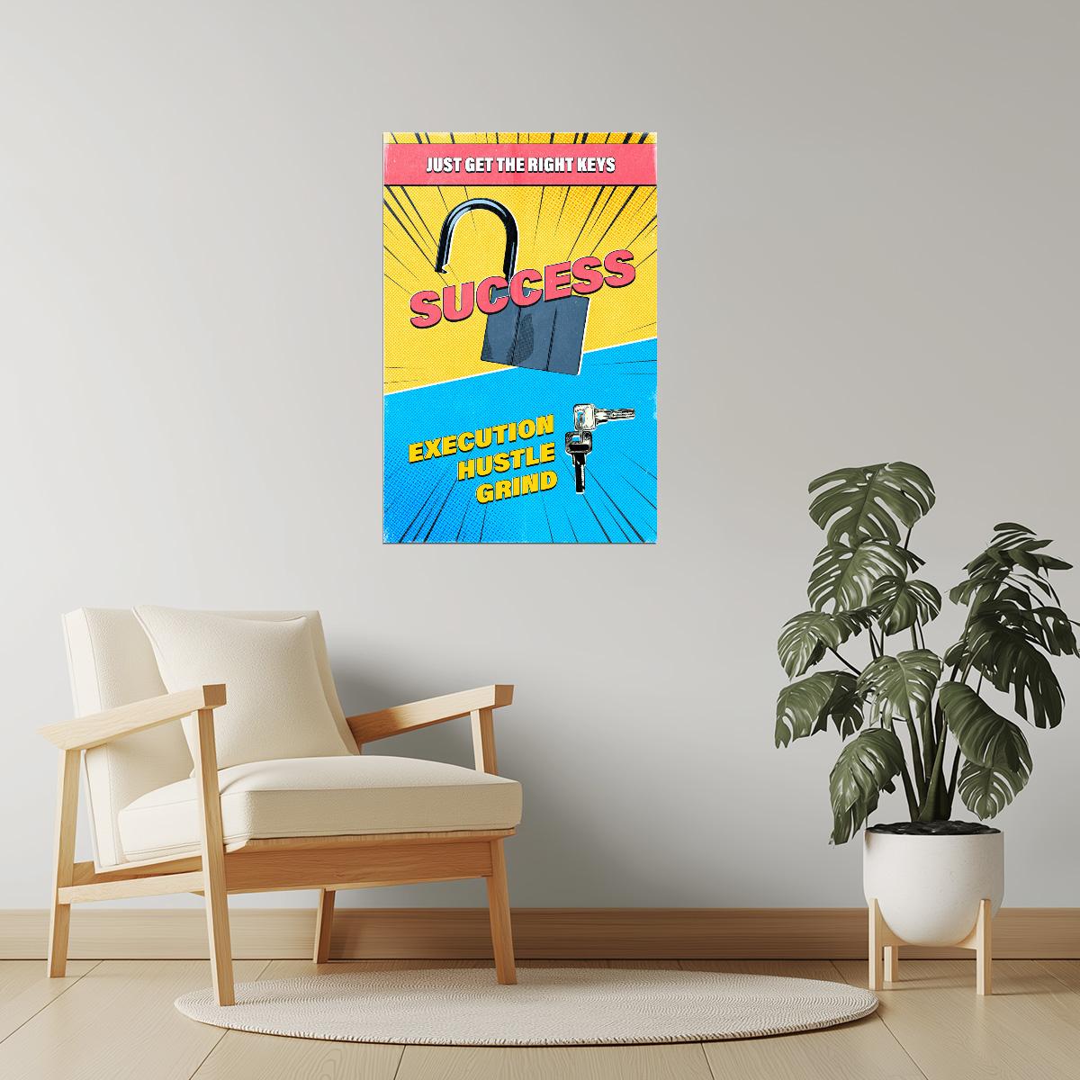 Success Execution Hustle Grind | Vintage Comic Motivational Poster