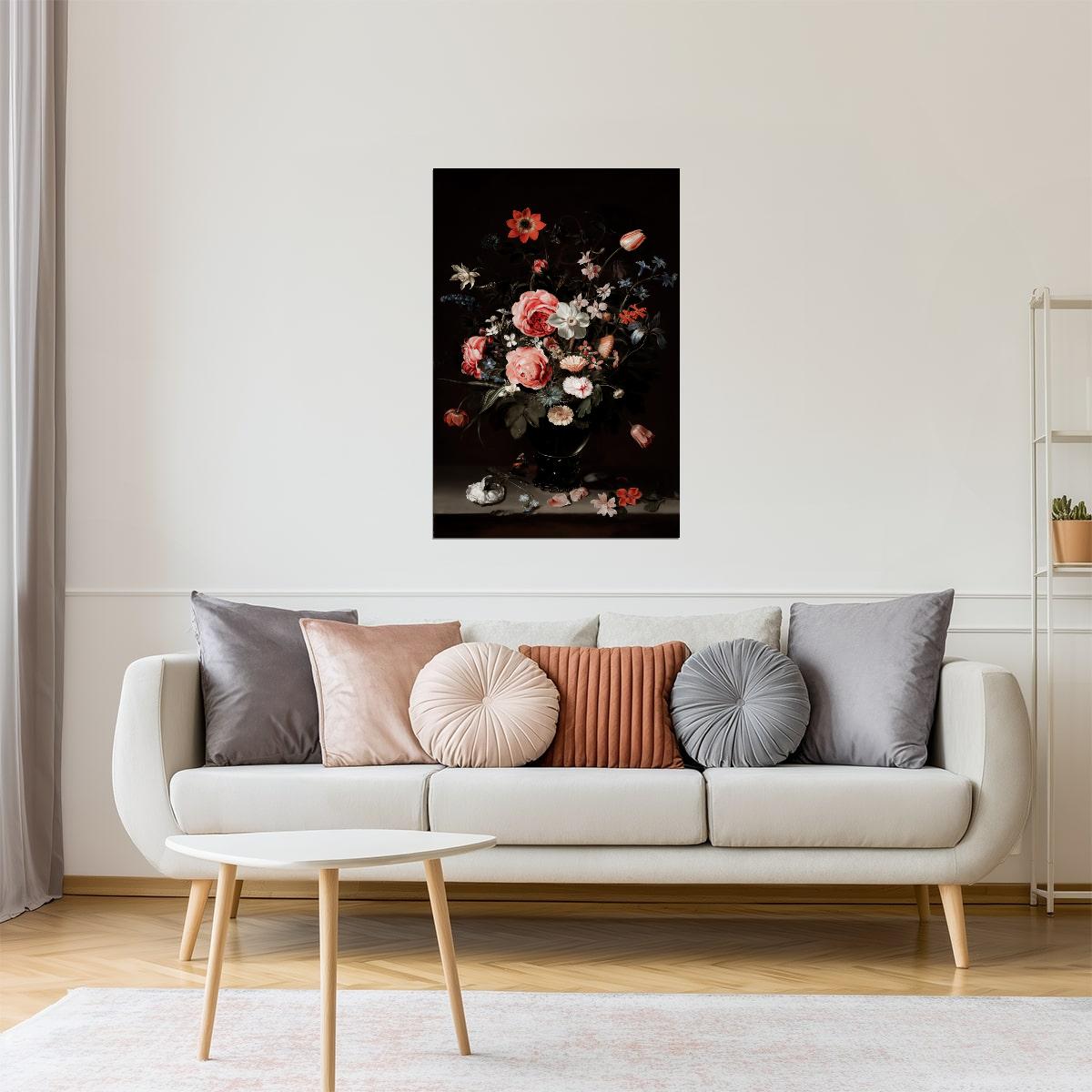 Dark Floral Still Life | Dark Academia Moody Wall Art Poster