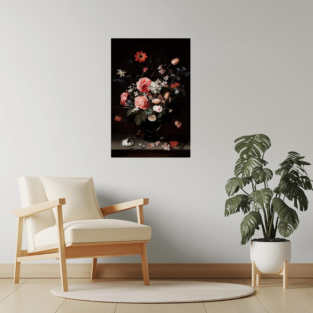 Dark Floral Still Life | Dark Academia Moody Wall Art Poster