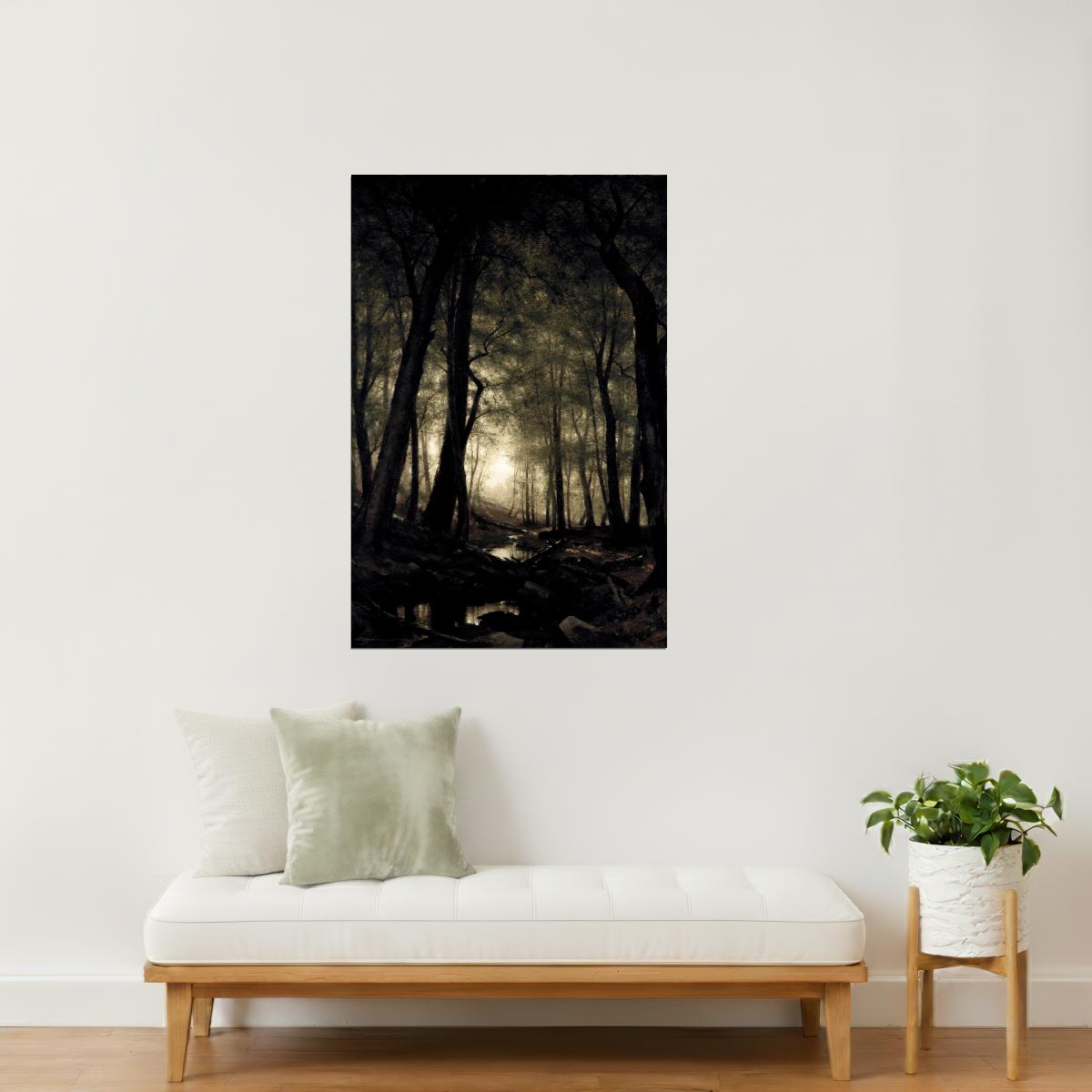 Moonlit Forest Path | Gothic Landscape Painting Print Poster
