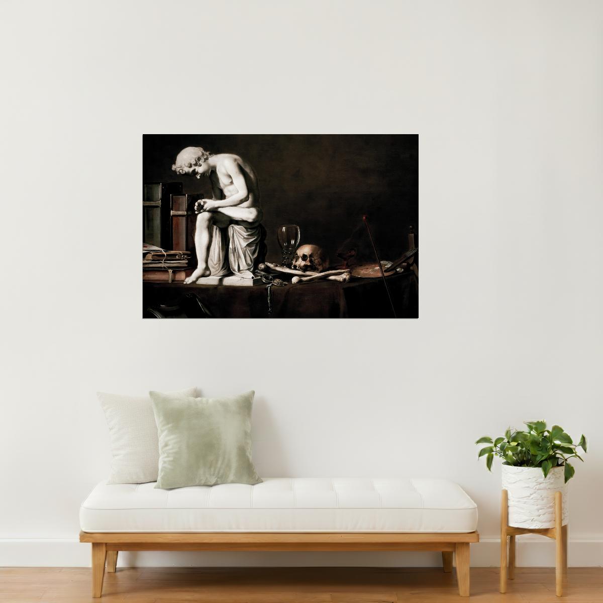 Philosopher with Skull | Dark Academia Classical Art Print Poster